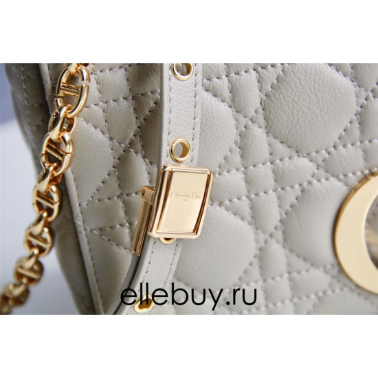 Dior Caro Chain Bag, Apricot, Gold Hardware, Calfskin, Medium 25, Size: 25.5x15.5x8cm