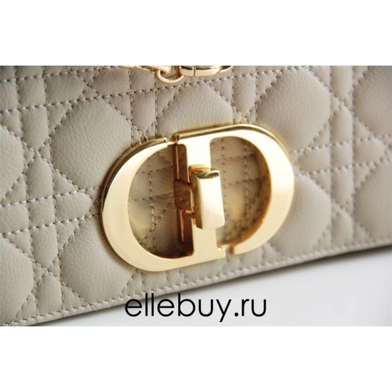 Dior Caro Chain Bag, Apricot, Gold Hardware, Calfskin, Medium 25, Size: 25.5x15.5x8cm