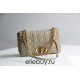 Dior Caro Chain Bag, Apricot, Gold Hardware, Calfskin, Medium 25, Size: 25.5x15.5x8cm