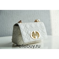 Dior Caro Chain Bag, White, Gold Hardware, Calfskin, Small 20, Size: 20x12x7cm