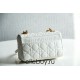 Dior Caro Chain Bag, White, Gold Hardware, Calfskin, Small 20, Size: 20x12x7cm