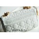 Dior Caro Chain Bag, White, Gold Hardware, Calfskin, Small 20, Size: 20x12x7cm