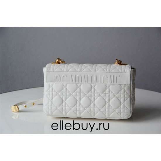 Dior Caro Chain Bag, White, Gold Hardware, Calfskin, Medium 25, Size: 25.5x15.5x8cm