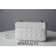 Dior Caro Chain Bag, White, Gold Hardware, Calfskin, Medium 25, Size: 25.5x15.5x8cm