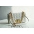 Dior Caro Chain Bag, White, Gold Hardware, Calfskin, Medium 25, Size: 25.5x15.5x8cm