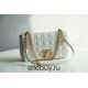 Dior Caro Chain Bag, White, Gold Hardware, Calfskin, Medium 25, Size: 25.5x15.5x8cm