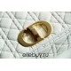 Dior Caro Chain Bag, White, Gold Hardware, Calfskin, Medium 25, Size: 25.5x15.5x8cm