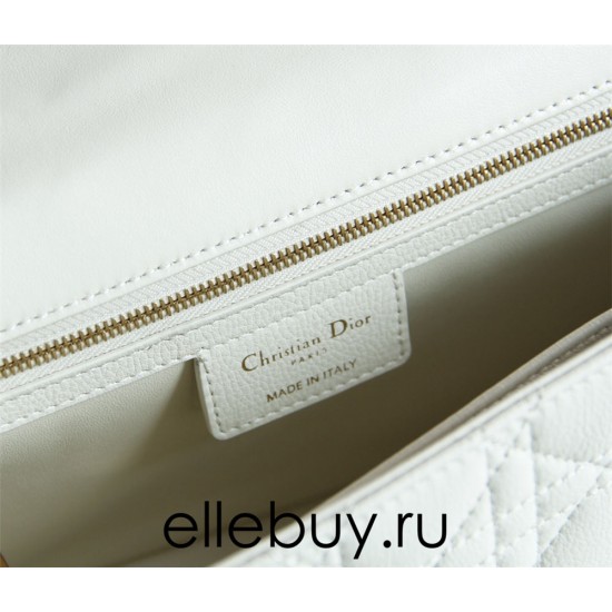 Dior Caro Chain Bag, White, Gold Hardware, Calfskin, Medium 25, Size: 25.5x15.5x8cm