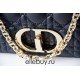 Dior Caro Chain Bag, Black, Gold Hardware, Calfskin, Medium 25, Size: 25.5x15.5x8cm