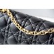 Dior Caro Chain Bag, Black, Gold Hardware, Calfskin, Medium 25, Size: 25.5x15.5x8cm