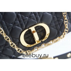 Dior Caro Chain Bag, Black, Gold Hardware, Calfskin, Medium 25, Size: 25.5x15.5x8cm