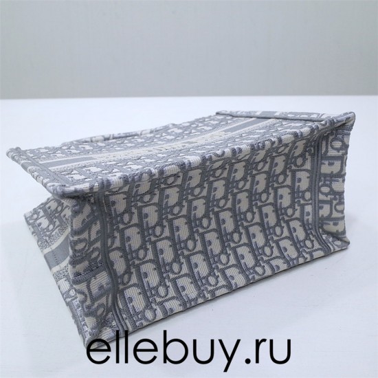 Dior Book Tote, Classic Grey Oblique Embroidery, Large 42, Size: 42x35x18cm