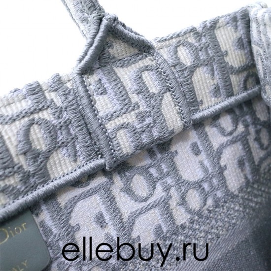 Dior Book Tote, Classic Grey Oblique Embroidery, Large 42, Size: 42x35x18cm