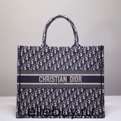 Dior Book Tote, Classic Blue Oblique Embroidery, Large 42, Size: 42x35x18cm