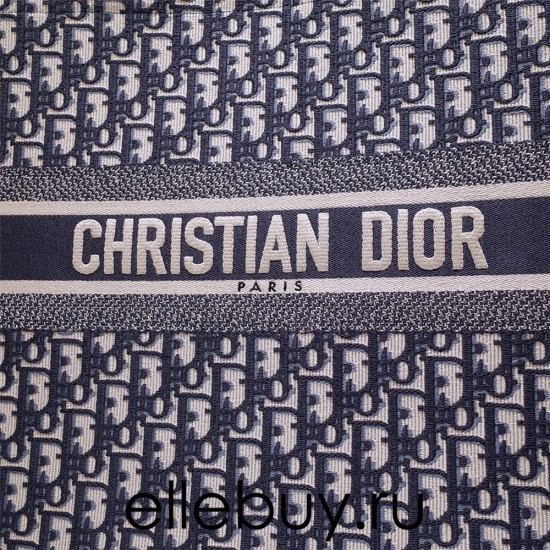 Dior Book Tote, Classic Blue Oblique Embroidery, Large 42, Size: 42x35x18cm