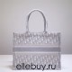 Dior Book Tote, Classic White Oblique Embroidery, Medium 36, Size: 36x27x16cm