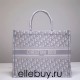 Dior Book Tote, Classic White Oblique Embroidery, Large 42, Size: 42x35x18cm