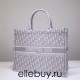 Dior Book Tote, Classic White Oblique Embroidery, Large 42, Size: 42x35x18cm