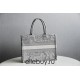 Dior Book Tote, Classic Grey Zoo Oblique Embroidery, Medium 36, Size: 36x27x16cm