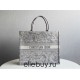 Dior Book Tote, Classic Grey Zoo Oblique Embroidery, Large 42, Size: 42x35x18cm