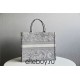 Dior Book Tote, Classic Grey Zoo Oblique Embroidery, Large 42, Size: 42x35x18cm