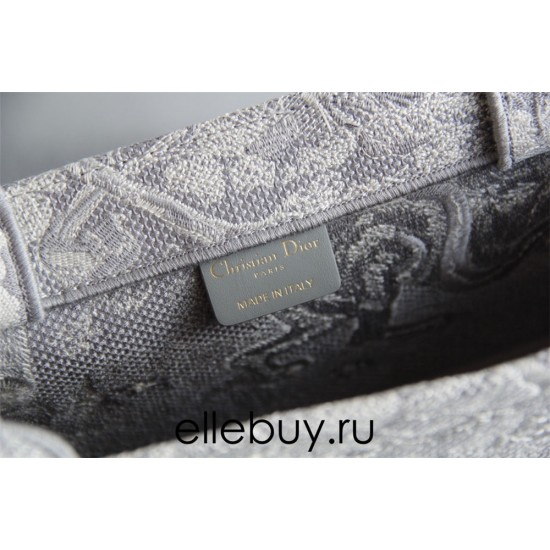 Dior Book Tote, Classic Grey Zoo Oblique Embroidery, Large 42, Size: 42x35x18cm