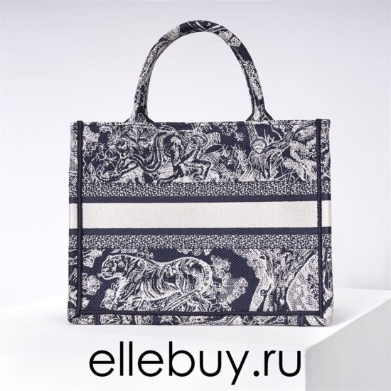 Dior Book Tote, Classic Zoo Oblique Embroidery, Small 26, Size: 26.5x21x14cm