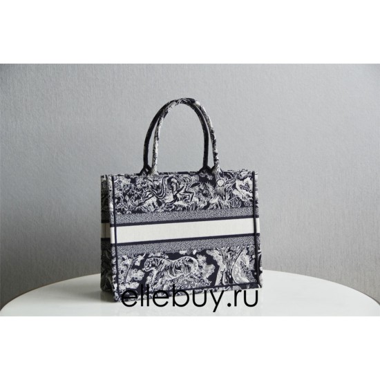 Dior Book Tote, Classic Zoo Oblique Embroidery, Medium 36, Size: 36x27x16cm