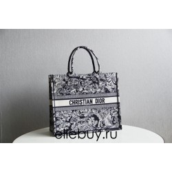 Dior Book Tote, Classic Zoo Oblique Embroidery, Large 42, Size: 42x35x18cm