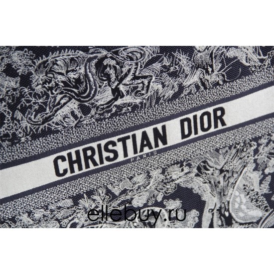 Dior Book Tote, Classic Zoo Oblique Embroidery, Large 42, Size: 42x35x18cm