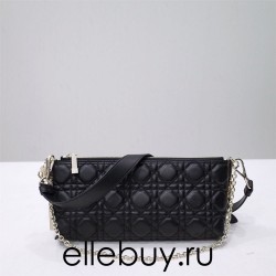 Dior 2023 New Bag, Black Lambskin, Chain Strap, Model 2306, Size: 27x12x5cm