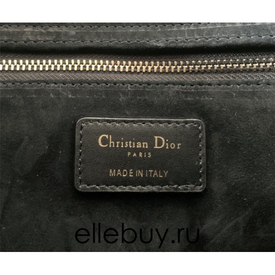 Lady Dior Bag, 7-Compartment, Black Lambskin, Gold Hardware, Sheepskin Material, Size: 32x25x11cm