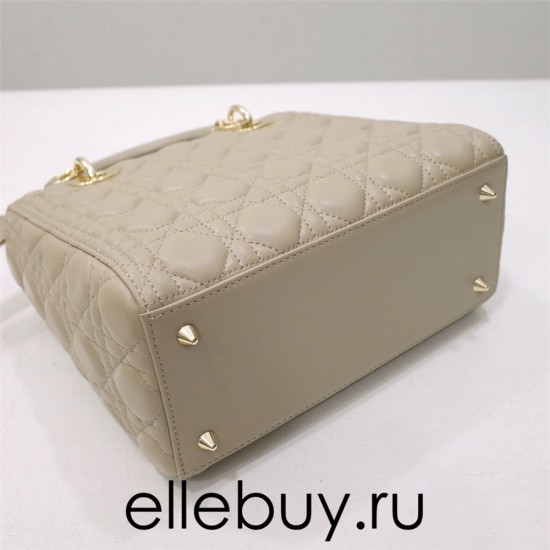 Lady Dior 5-Compartment Bag, 24, Apricot Lambskin, Champagne Gold Hardware, Size: 24x20x11cm