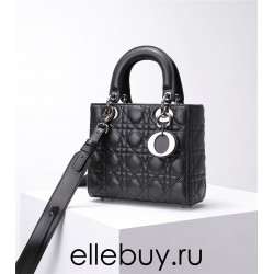 Lady Dior 4-Compartment Bag, 20, Black Lambskin, Silver Hardware, Gold Hardware, Model: 8878, Size: 20x16.5x8cm