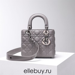 Lady Dior Four Blocks 20 (Style: 8878) Lambskin, Gray, Silver Hardware, Size: 20x16.5x8cm