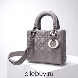 Lady Dior Four Blocks 20 (Style: 8878) Lambskin, Gray, Silver Hardware, Size: 20x16.5x8cm