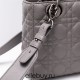 Lady Dior Four Blocks 20 (Style: 8878) Lambskin, Gray, Silver Hardware, Size: 20x16.5x8cm