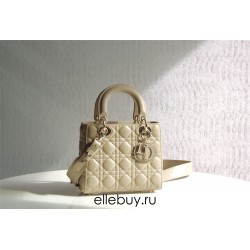 Lady Dior Four Blocks 20 (Style: 8878) Lambskin, Apricot, Enamel Hardware, Size: 20x16.5x8cm