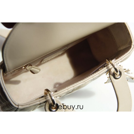 Lady Dior Four Blocks 20 (Style: 8878) Lambskin, Apricot, Enamel Hardware, Size: 20x16.5x8cm