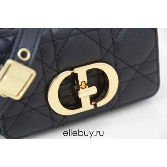 Dior Caro 2023 Micro Mini (Style: 2023 Mini) Soft Calfskin, Black, Gold Hardware, Size: 13x8x4cm