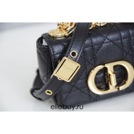 Dior Caro 2023 Micro Mini (Style: 2023 Mini) Soft Calfskin, Black, Gold Hardware, Size: 13x8x4cm