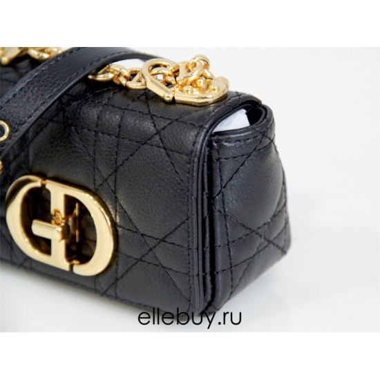 Dior Caro 2023 Micro Mini (Style: 2023 Mini) Soft Calfskin, Black, Gold Hardware, Size: 13x8x4cm