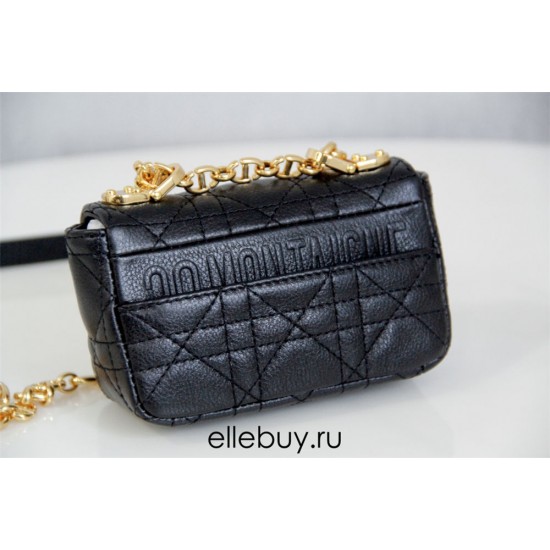 Dior Caro 2023 Micro Mini (Style: 2023 Mini) Soft Calfskin, Black, Gold Hardware, Size: 13x8x4cm