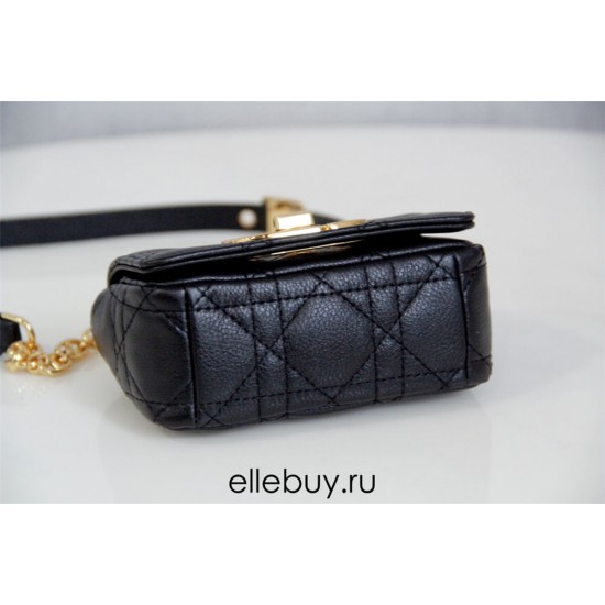 Dior Caro 2023 Micro Mini (Style: 2023 Mini) Soft Calfskin, Black, Gold Hardware, Size: 13x8x4cm