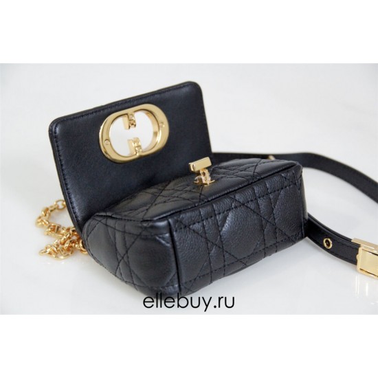 Dior Caro 2023 Micro Mini (Style: 2023 Mini) Soft Calfskin, Black, Gold Hardware, Size: 13x8x4cm