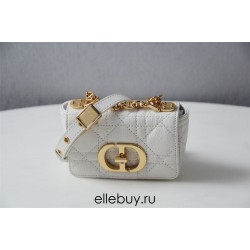 Dior Caro 2023 Micro Mini (Style: 2023 Mini) Soft Calfskin, White, Gold Hardware, Size: 13x8x4cm