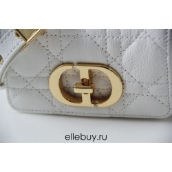 Dior Caro 2023 Micro Mini (Style: 2023 Mini) Soft Calfskin, White, Gold Hardware, Size: 13x8x4cm