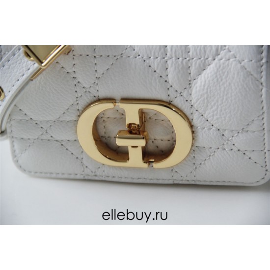 Dior Caro 2023 Micro Mini (Style: 2023 Mini) Soft Calfskin, White, Gold Hardware, Size: 13x8x4cm