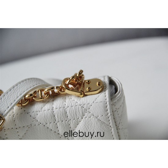 Dior Caro 2023 Micro Mini (Style: 2023 Mini) Soft Calfskin, White, Gold Hardware, Size: 13x8x4cm