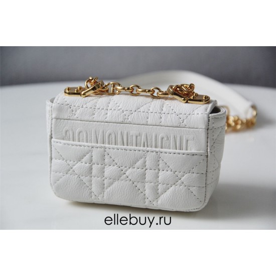 Dior Caro 2023 Micro Mini (Style: 2023 Mini) Soft Calfskin, White, Gold Hardware, Size: 13x8x4cm